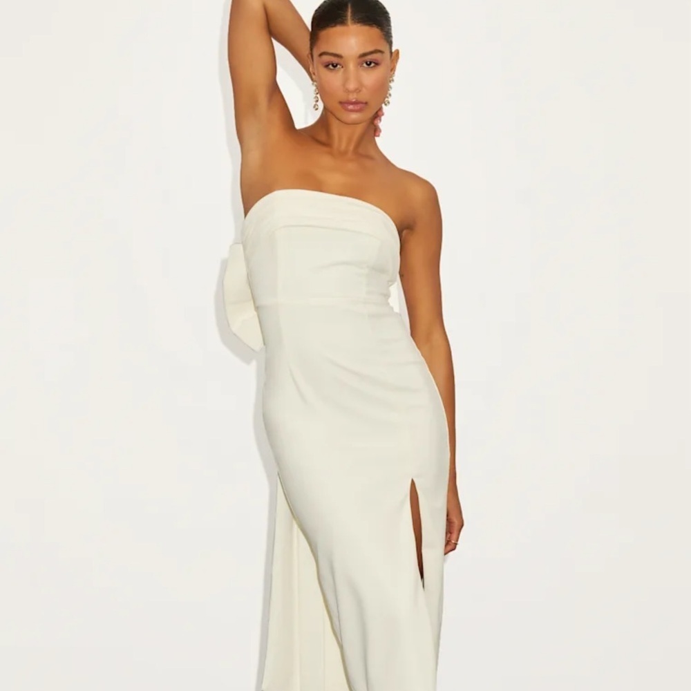 Lulu's Off White Fabulous Phenomenon Strapless Gathered Bust Midi Dress Size XL